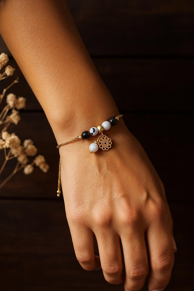 Bracelet Coulissant Quartz Tourmaline - Protection &amp; Harmonie