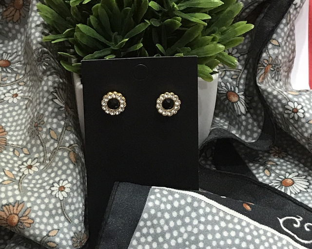 Black Stone Stud Earrings- STU19
