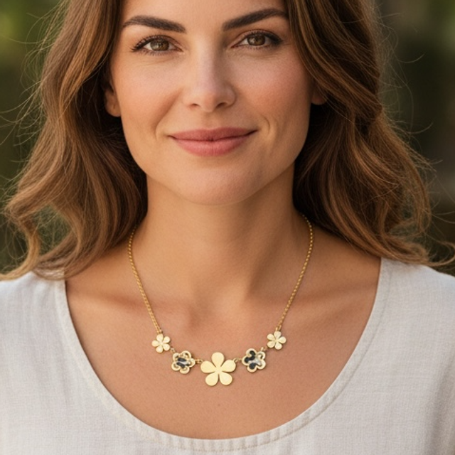 Collier fleur léopard 