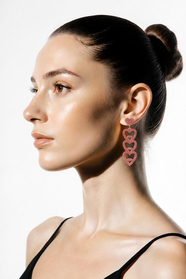 Boucles trio cœur- Collection Pivoine pétillante