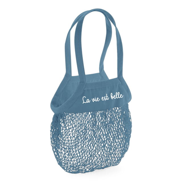 Sac filet à provisions &quot;La vie est belle&quot;