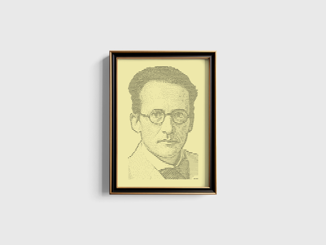 A3 Schreibmaschinen-Porträt Erwin Schrödinger in Schwarz auf Elfenbein