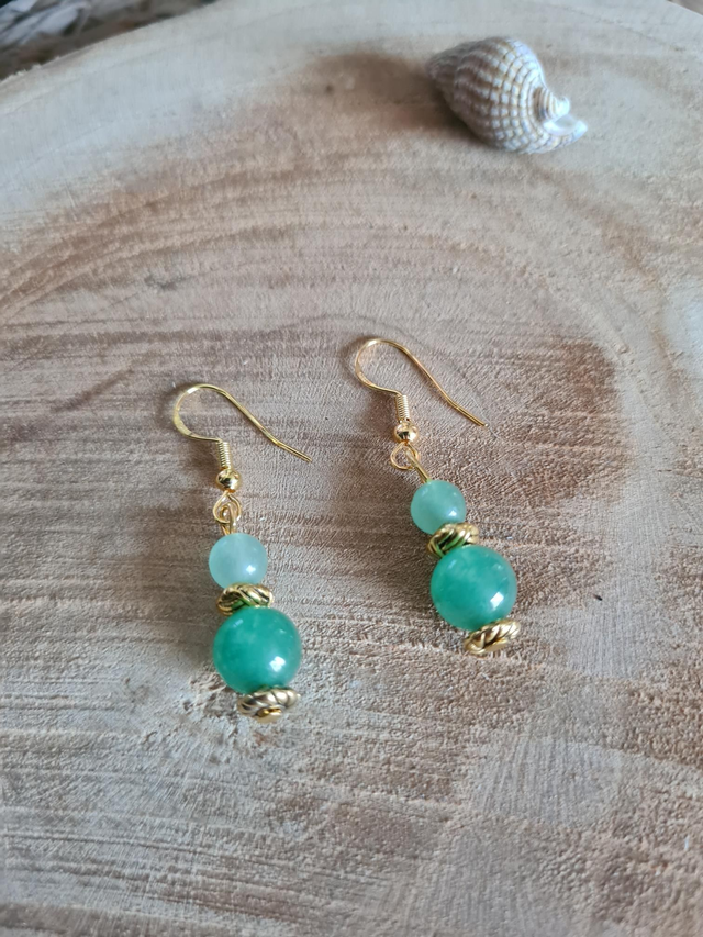 Boucles d'oreilles dorées Aventurine verte