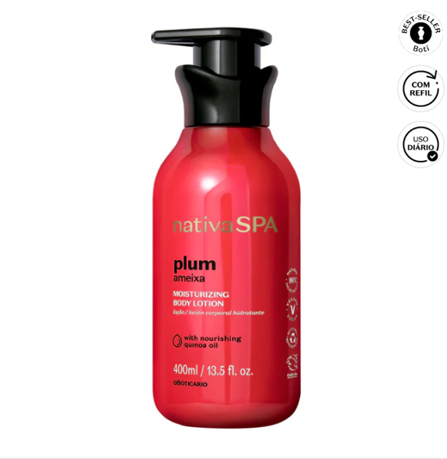 Nativa Spa Loção Hidratante Corporal Ameixa 400ml.  13.5fl.oz 