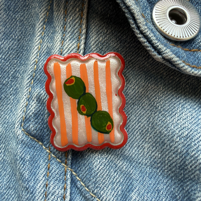 Olives Postage Stamp Pin Badge