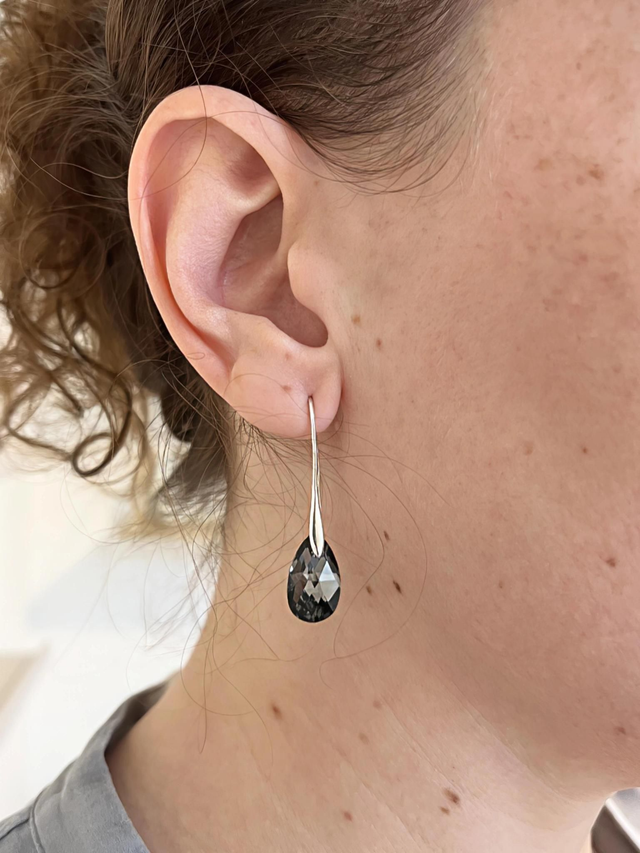 Boucles d'oreilles gris scintillant 