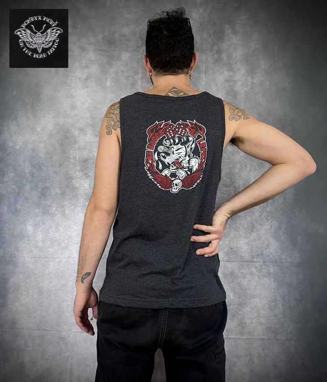 T-shirt Tank "Hot Rod Lupo" Gris asphalte