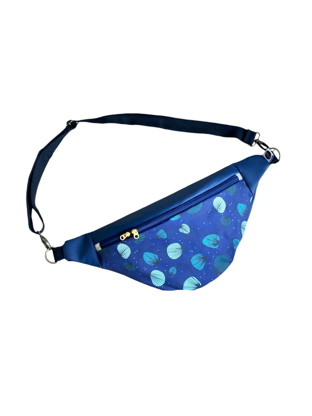 Sac Banane simili cuir - PLUMES -  bleu marine
