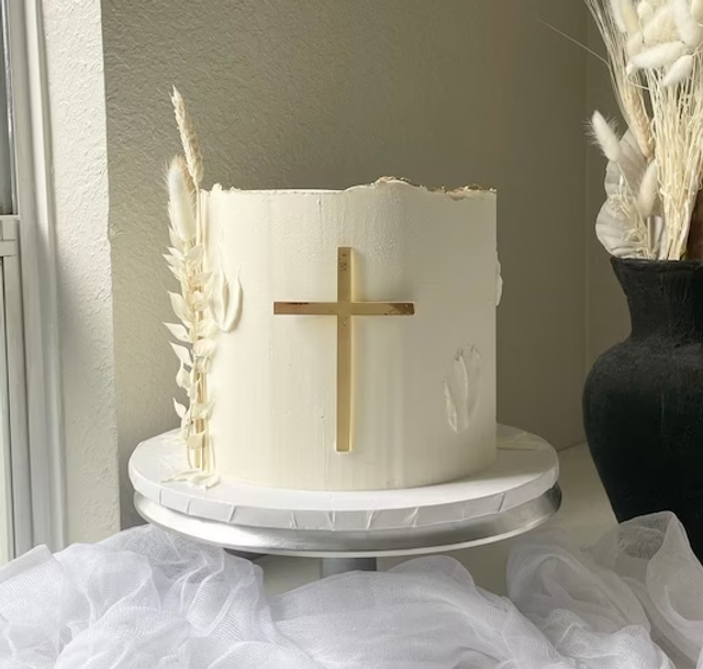 Cake topper acrylique croix simple