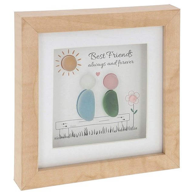 Best Friends Always &amp; Forever Pebble Glass Plaque – Friendship Gift