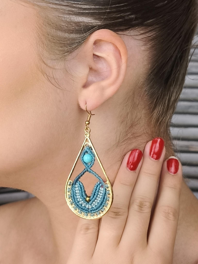 Boucles upcyclées dorées et bleues