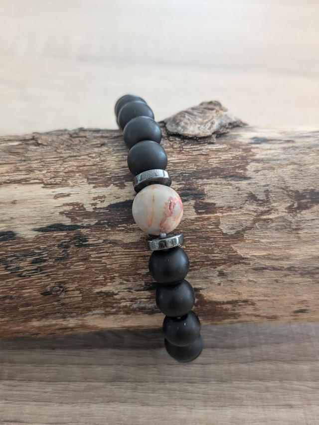 Onyx/jaspe veiné rouge