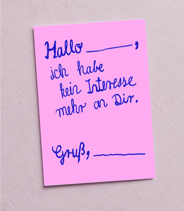 “Habe kein Interesse mehr.." Postkarte