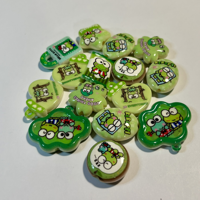 Keroppi Sanrio frog beads/pendant mix x 5