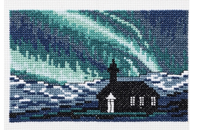 Permin Church in Northern Lights Counted Cross Stitch Kit