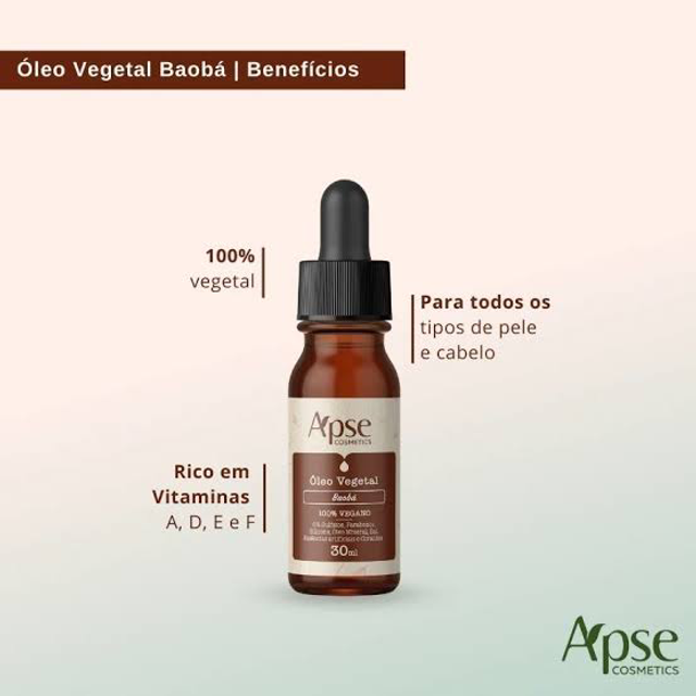 Óleo de baobá 100% vegetal Apse 30ml- ol1