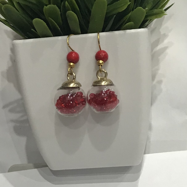 Red Glass Earrings- RGE7631