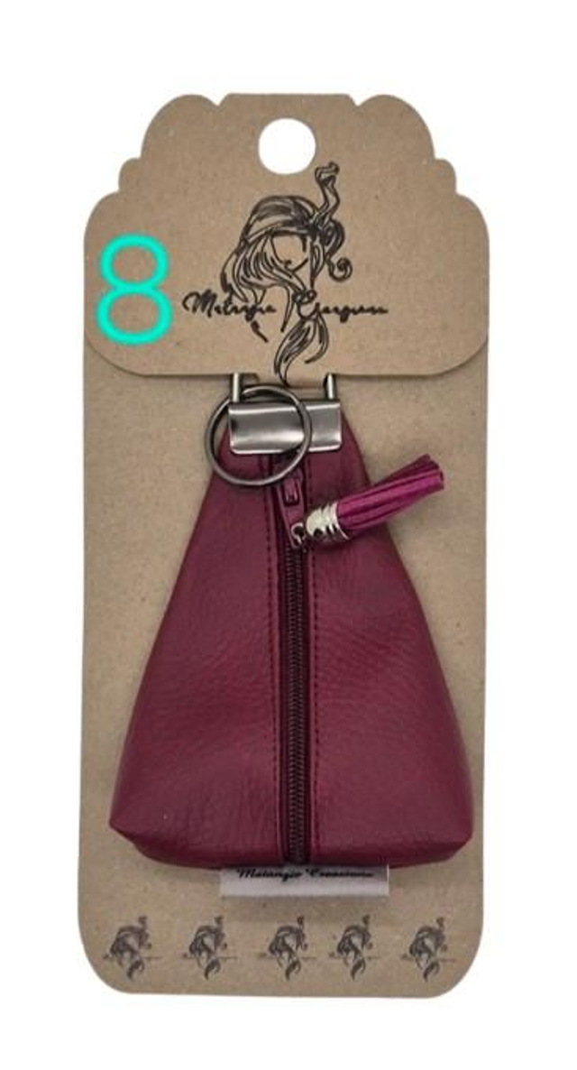 Porte-Clés porte-monnaie triangulaire en simili cuir ou liège