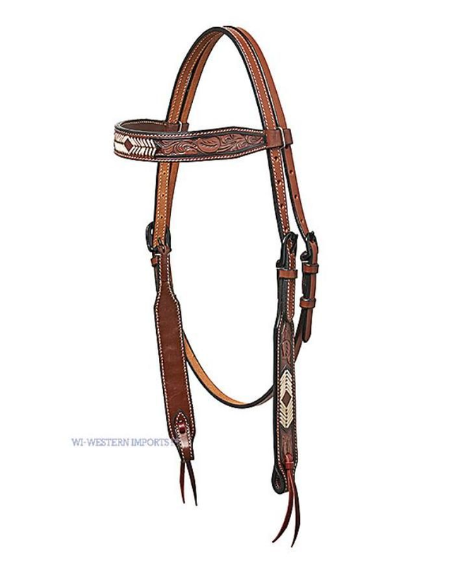 HORSEMAN´S TACK SET HEADSTALL /BREASTCOLLAR w./ ACORN TOOLING