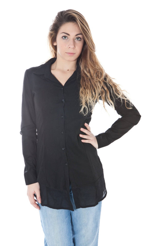 DENNY ROSE CAMICIA MANICHE LUNGHE DONNA NERO