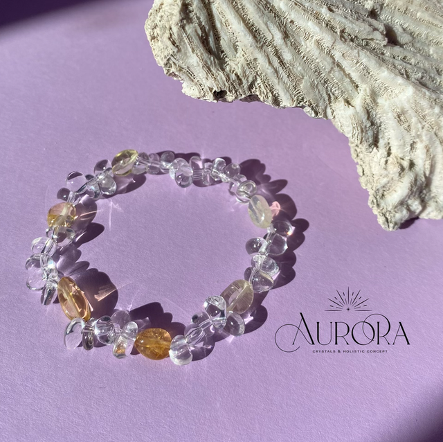 SHINE  Bergkristall & Citrin Nuggets Armband 