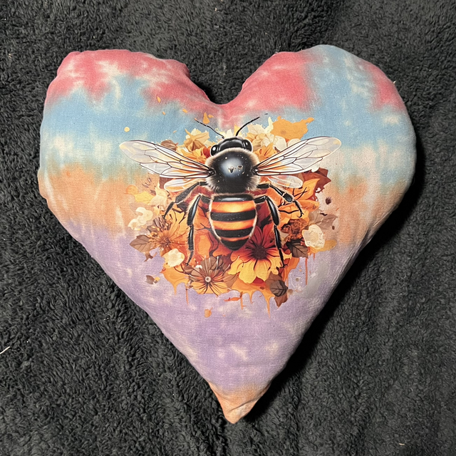 Hand tie dye cushion with bee