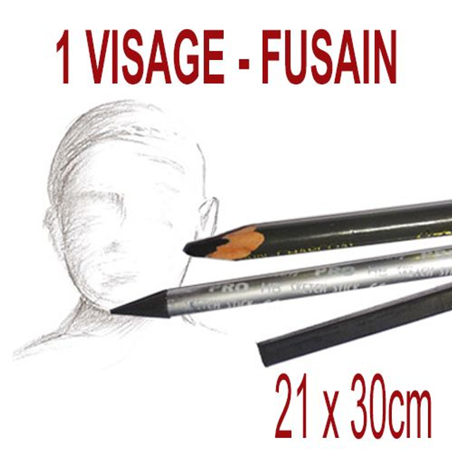 1 visage fusain- 21x30cm -70€