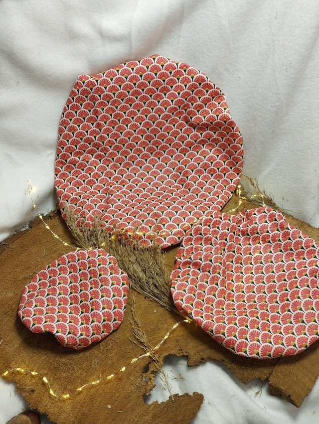 Charlotte / couvre plat / couvre bol  ||  Lavable et réutilisable (lot de 3 tailles) - Rouge