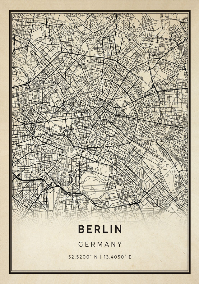 Minimalis Line Berlin Map Sepia