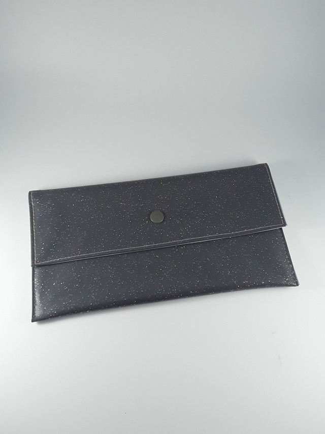 pochette à masques toile cirée 8 grise pailletée