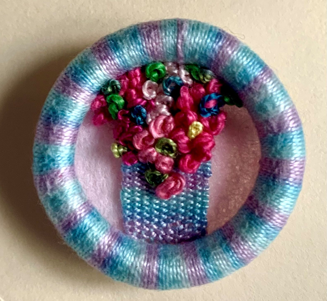 Dorset Button Brooch, Flower Basket