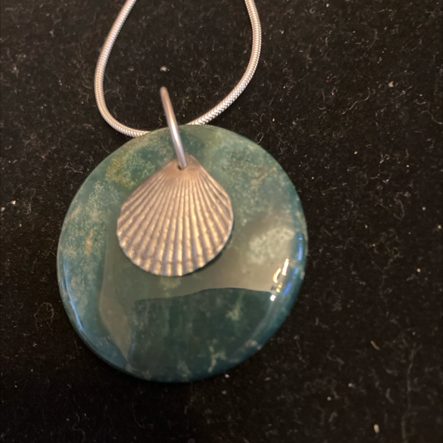 Ocean Jasper and shell pendant 