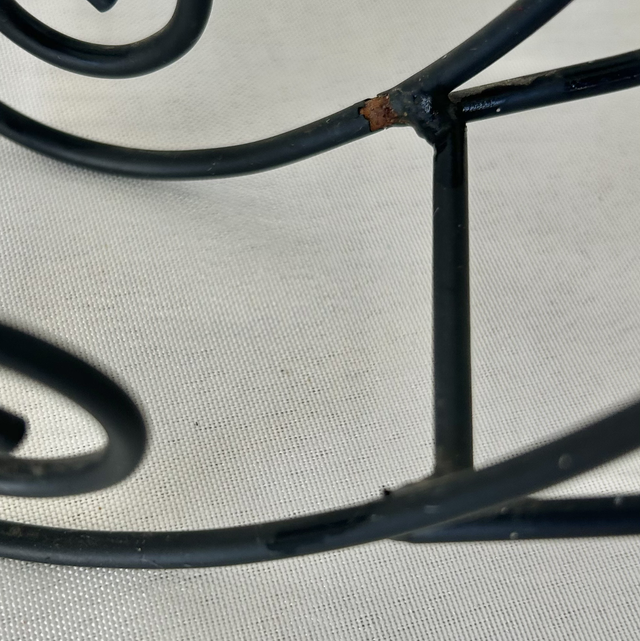 Vintage Black Metal Scrollwork Tabletop Clock