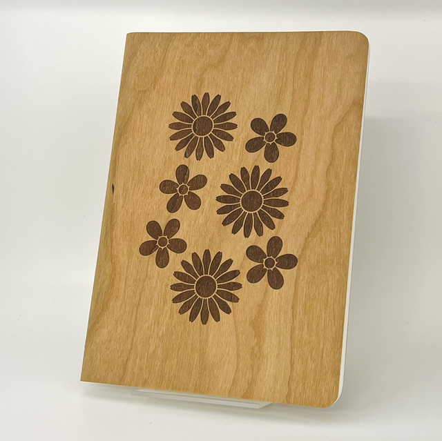 Holz-Notizbuch „Blumen“ (Kirsche) 