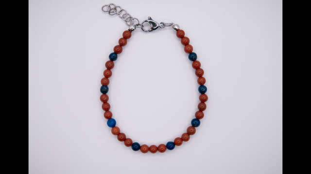 Bracelet en lapis lazuli et jaspe rouge