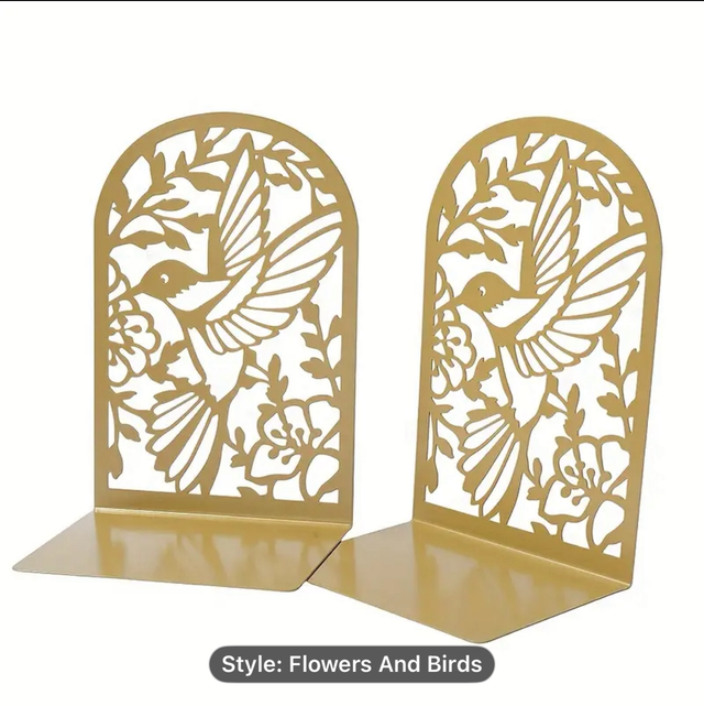 Gold bird book ends 