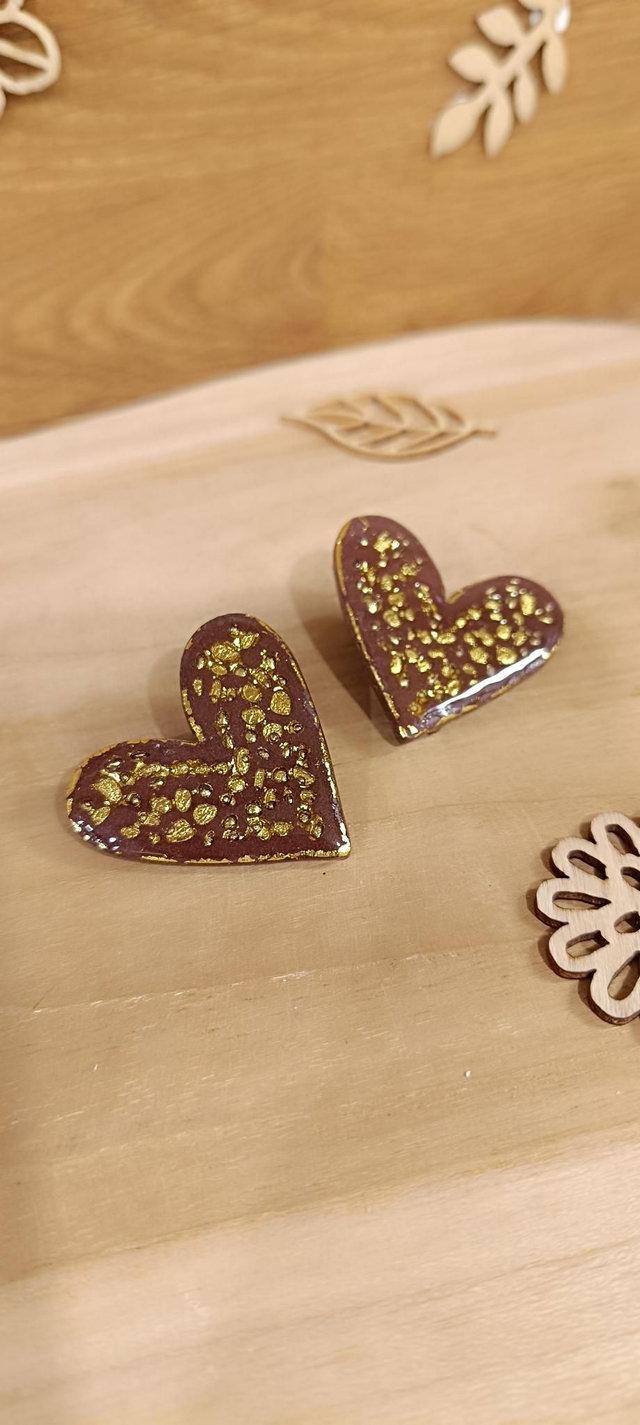 Boucles d'oreilles - coeur éclat doré