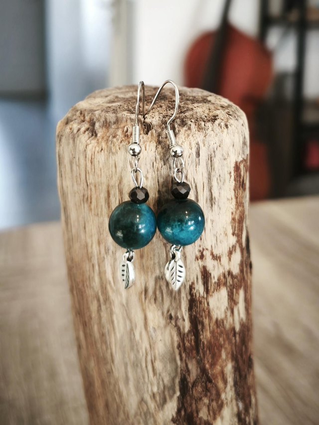 Boucles d'oreilles "Nature" oeil de tigre turquoise argent S925 