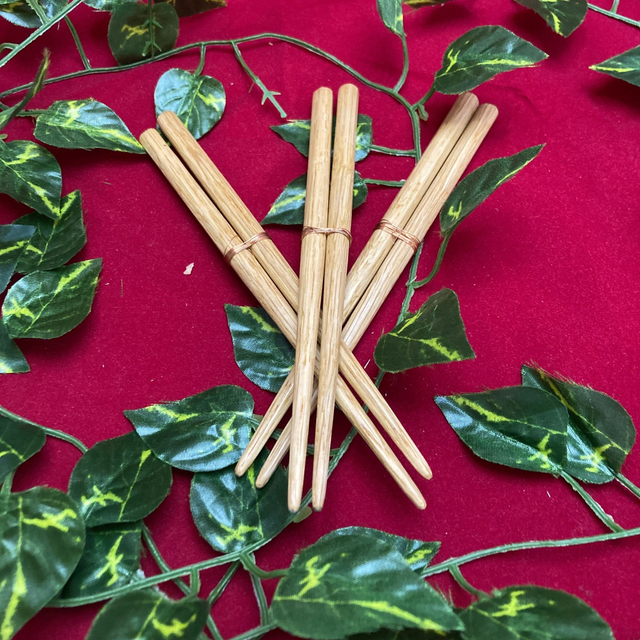 Handcarved Pair of Oak Japanese Chopsticks