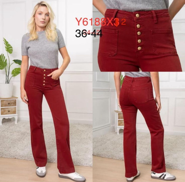 Wide leg bordeaux met zakjes