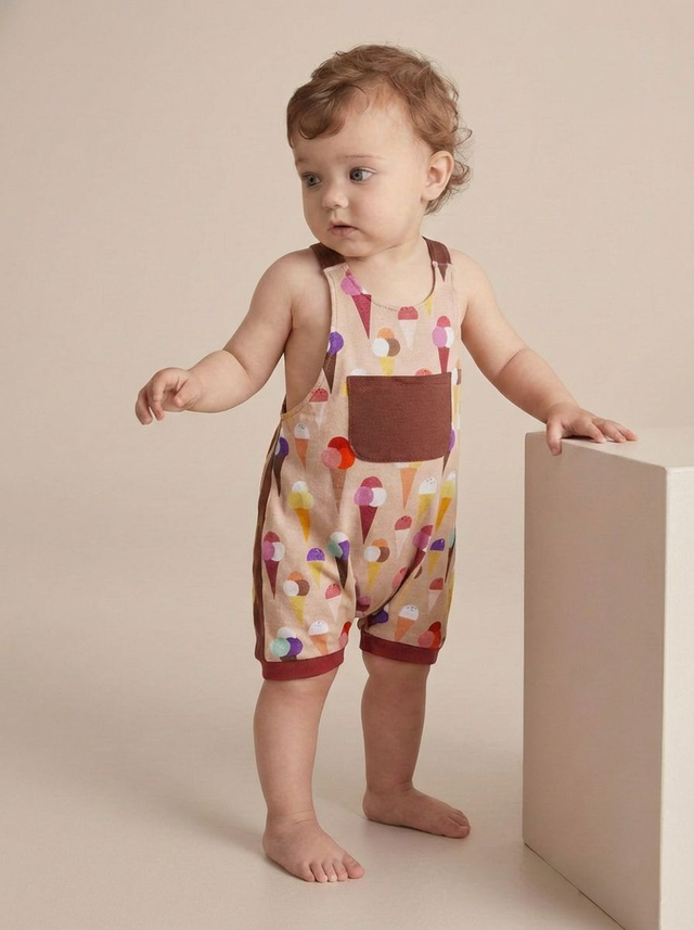 Peto Verano Algodón Orgánico con Estampado de Helados