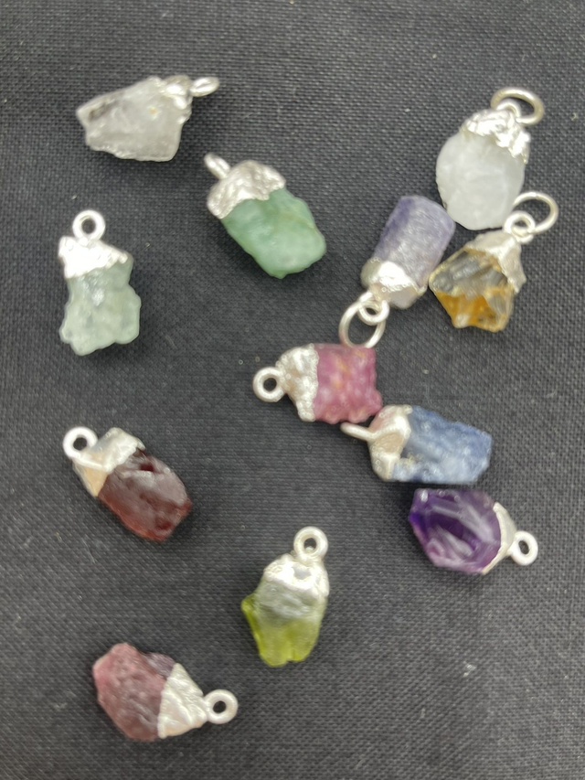 November - Citrine - birthstone necklace - raw & topped with sterling silver