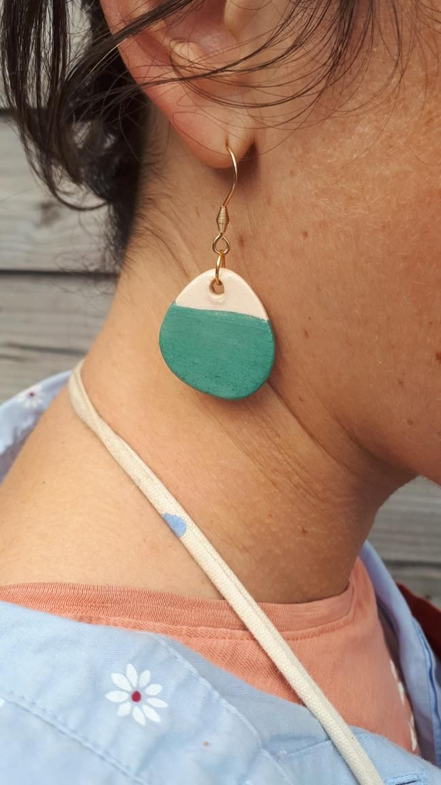 Boucles d&#039;oreilles / bleu canard