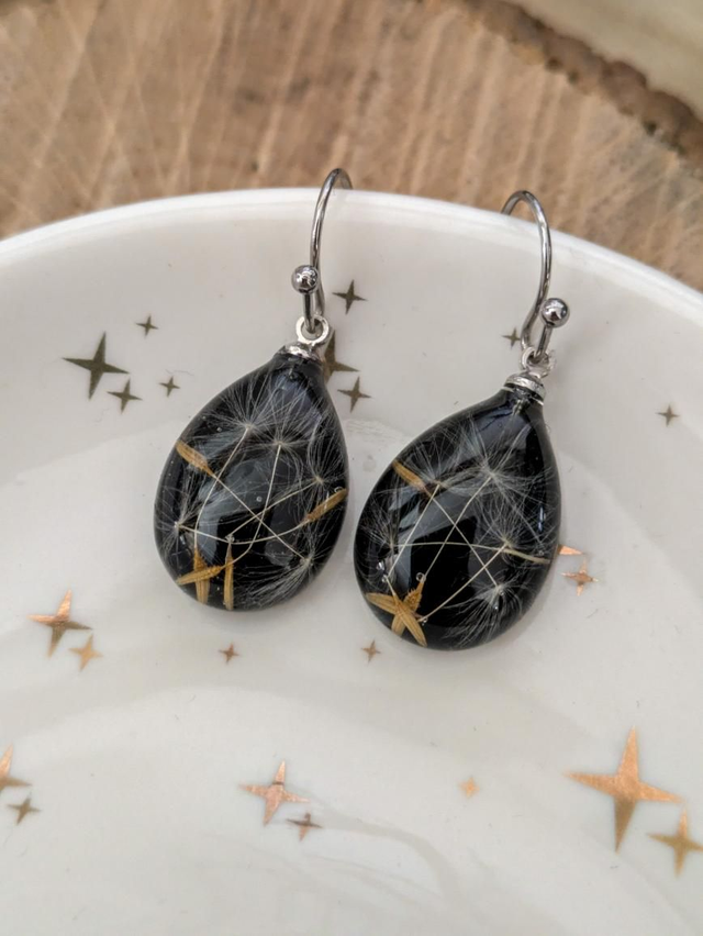 Pendientes lágrima con Diente de León