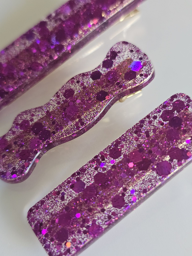 TRIO BARRETTES MAUVES 