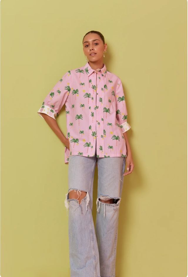 Pink Running Palm Shirt