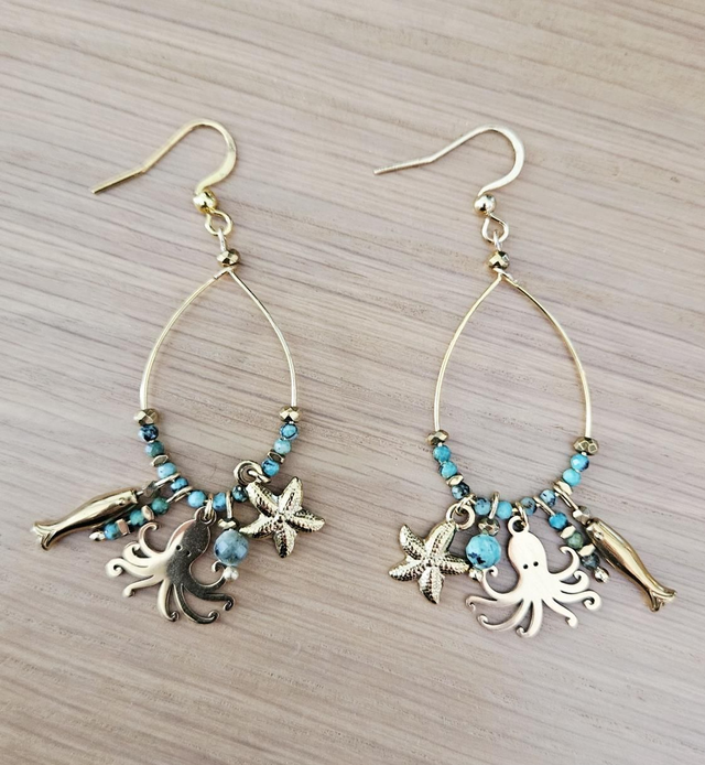 Boucles d&#039;oreilles poulpes 