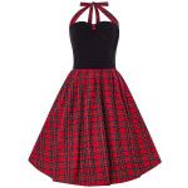 Sophia Rockabilly Halter Neck Swing Dress in Black & Red Check