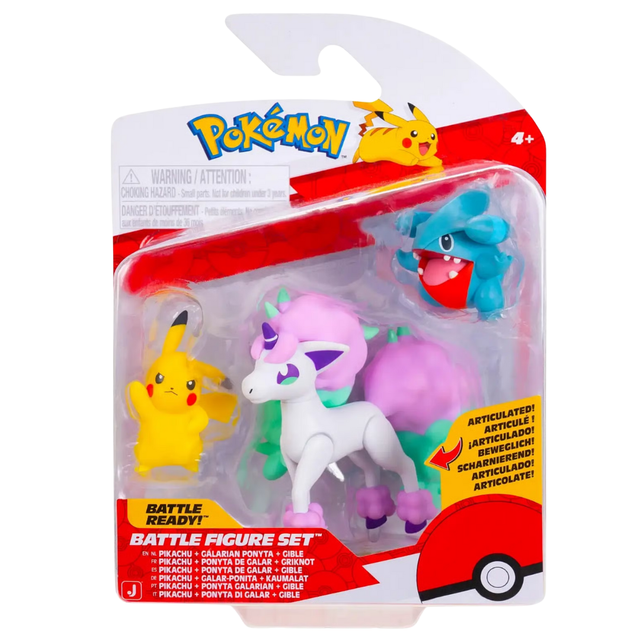 Battle Figure Set: Pikachu + Galarian Ponyta + Gible