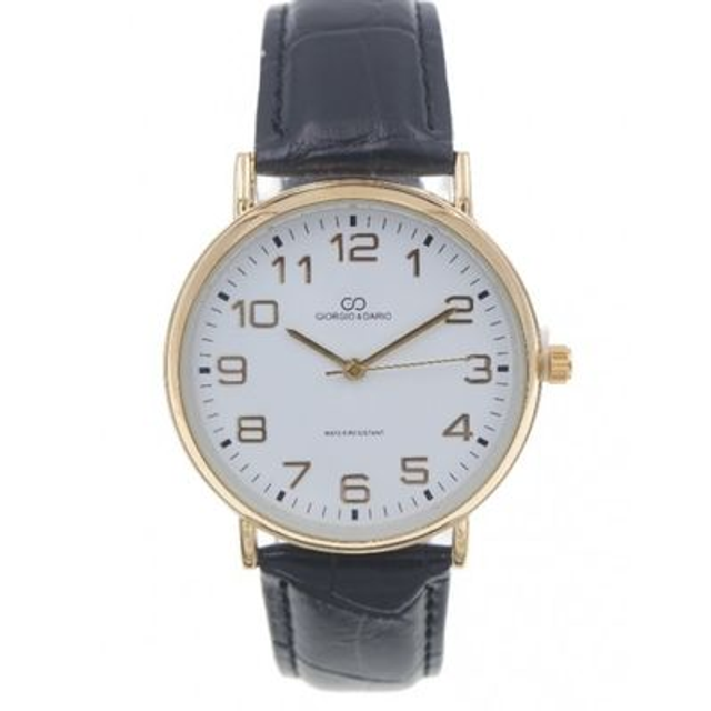 Montre Giorgio &amp; Dario tendance pour femme fond blanc  bracelet cuir noir